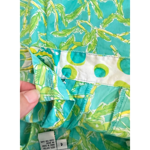 Lilly Pulitzer Vintage Bamboo Parrot High Waisted Bermuda Shorts Sz 4 - Picture 10 of 10